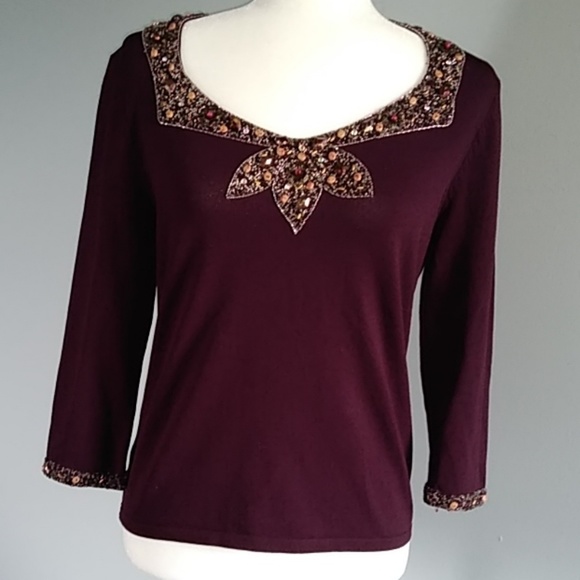 EUC Dark Plum 3/4-sleeve top - Picture 2 of 8